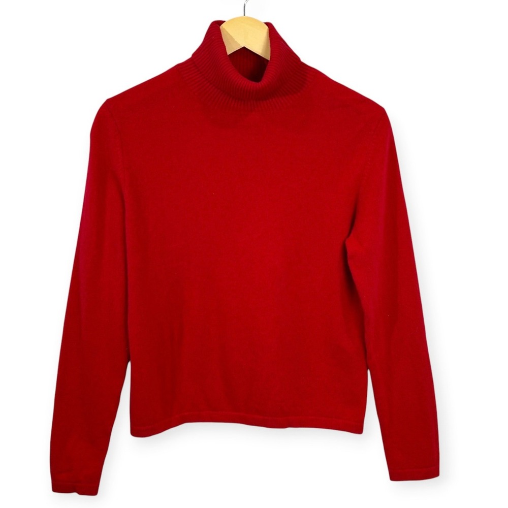 Vintage Babette Ballinger Red Cashmere Turtleneck Sweater Womens L 90s Luxury
